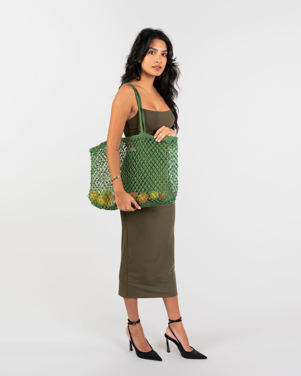 Large Amara Jute Shopper Bag- Green