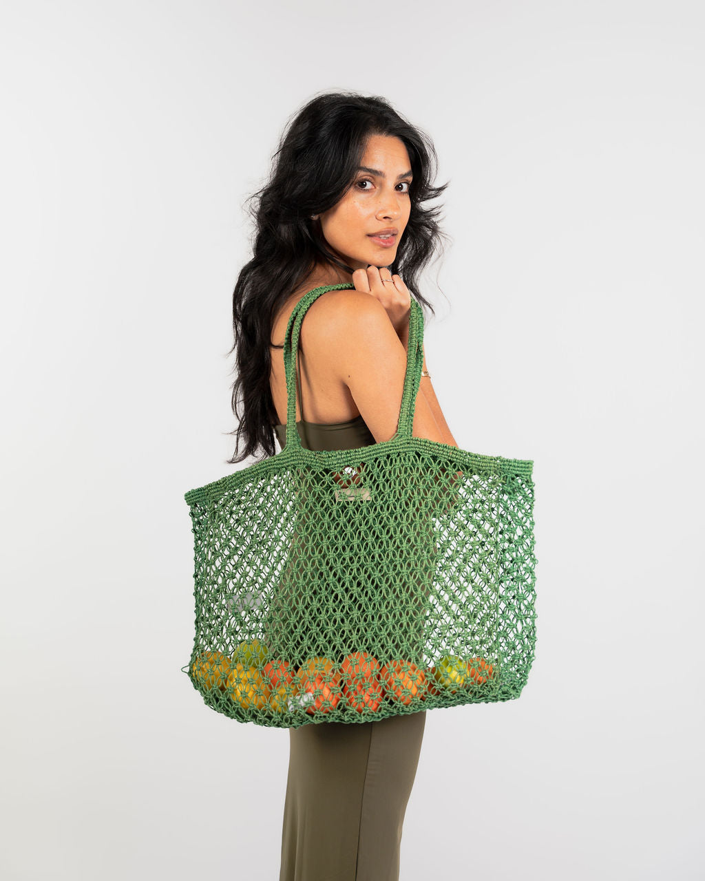 Large Amara Jute Shopper Bag- Green