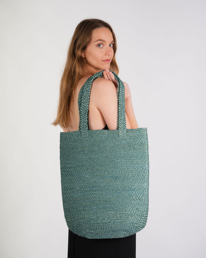 Shyla Soft Jute Tote Bag - Teal