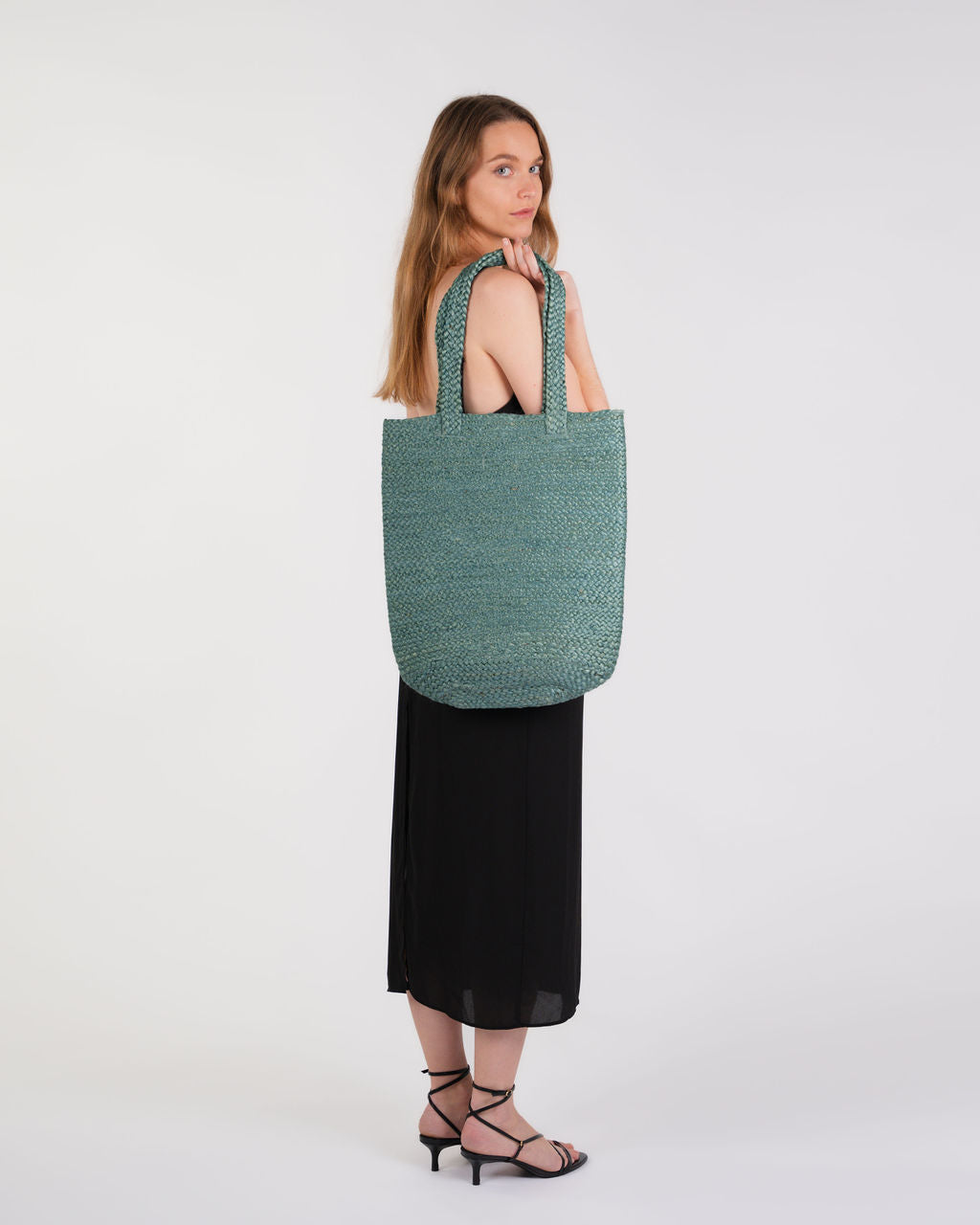 Shyla Soft Jute Tote Bag - Teal