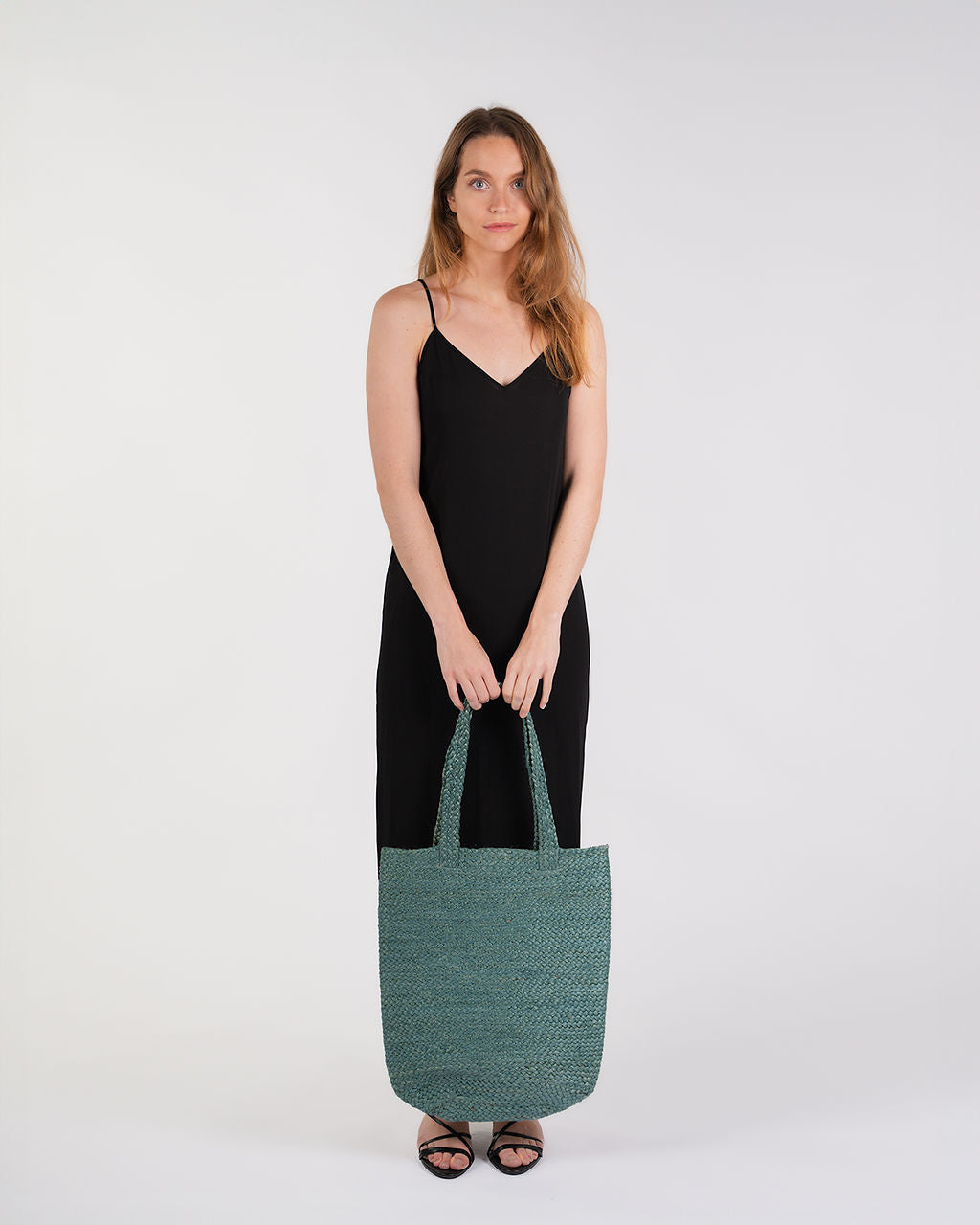 Shyla Soft Jute Tote Bag - Teal