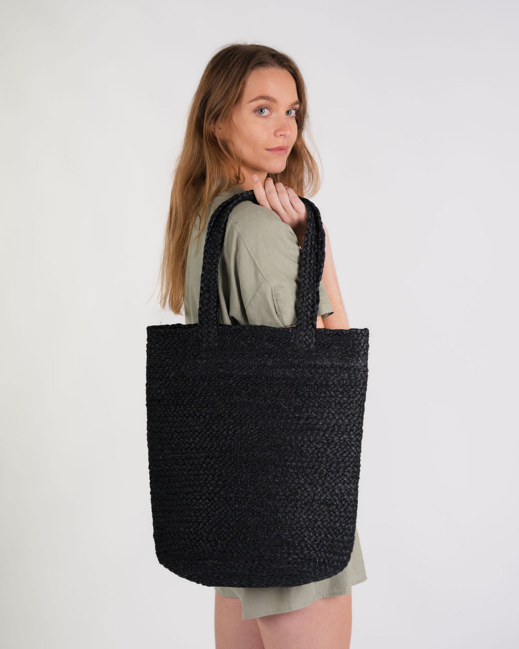 Shyla Soft Jute Bag- Black