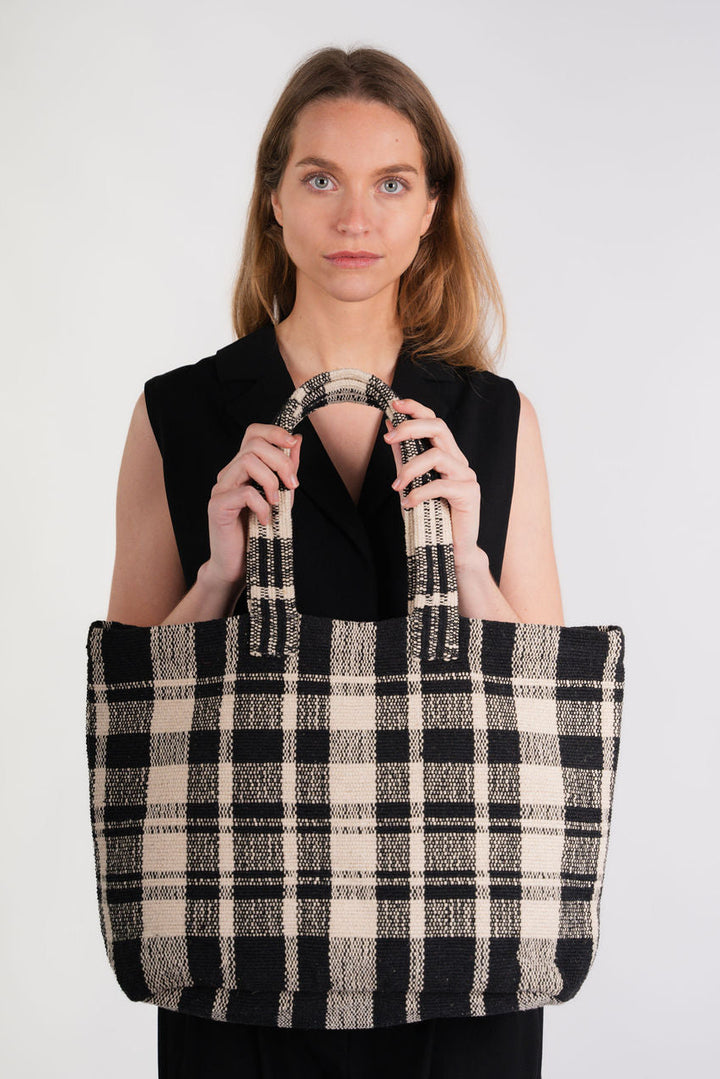 Borsa grande in cotone tessuta a mano Gina
