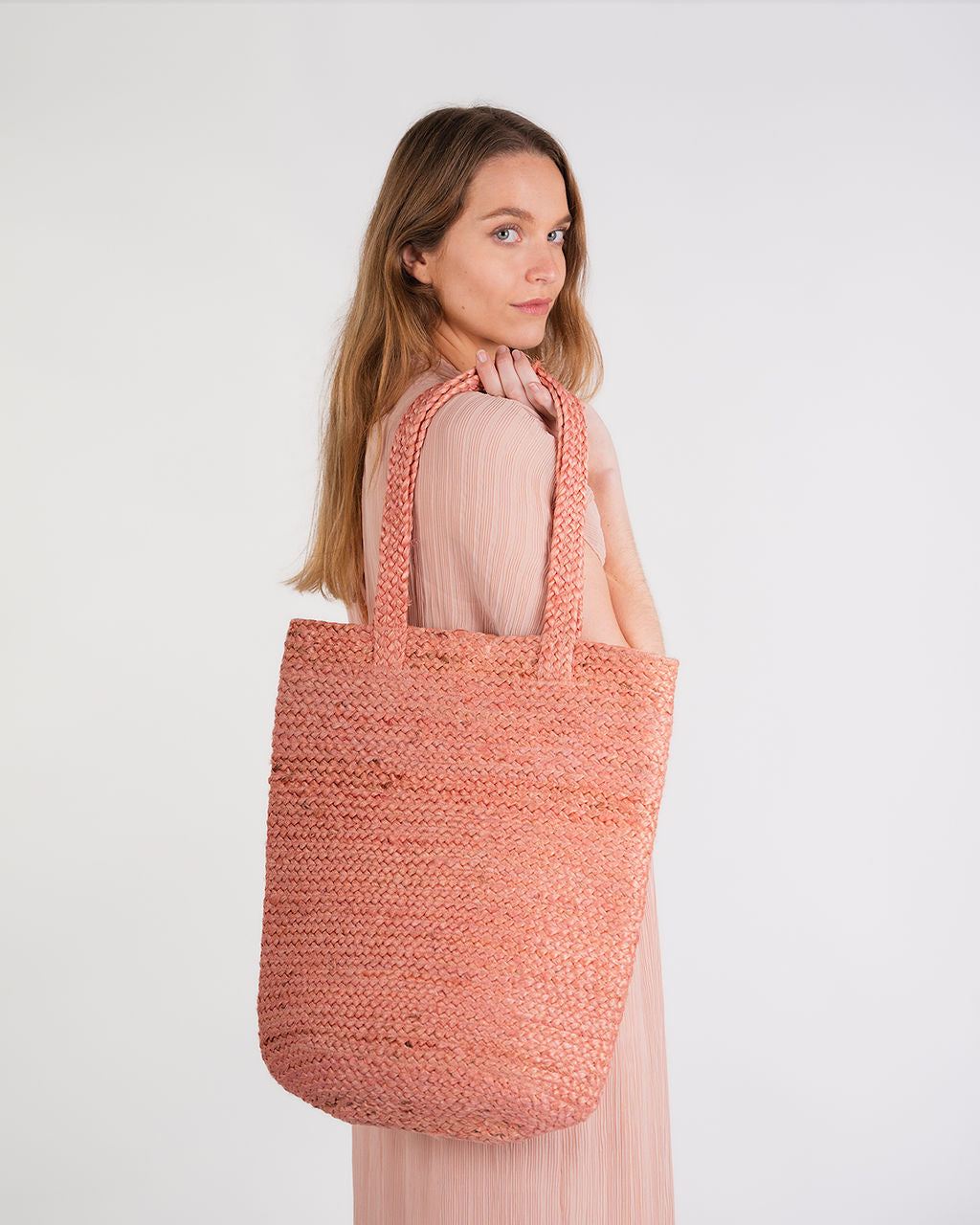 Shyla  Soft Jute Bag- Pink