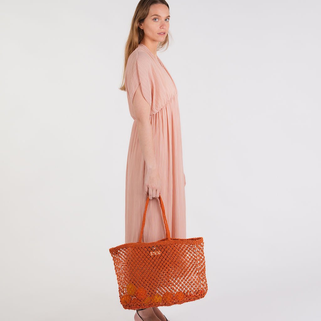 Amara Large Jute  Bag- Orange