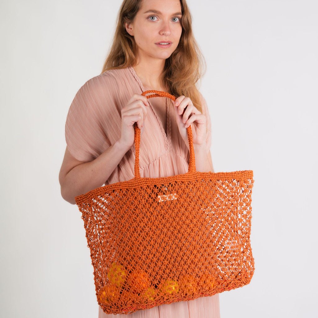 Amara Large Jute  Bag- Orange