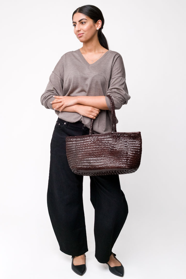 Amora Woven Shoulder Bag- Espresso