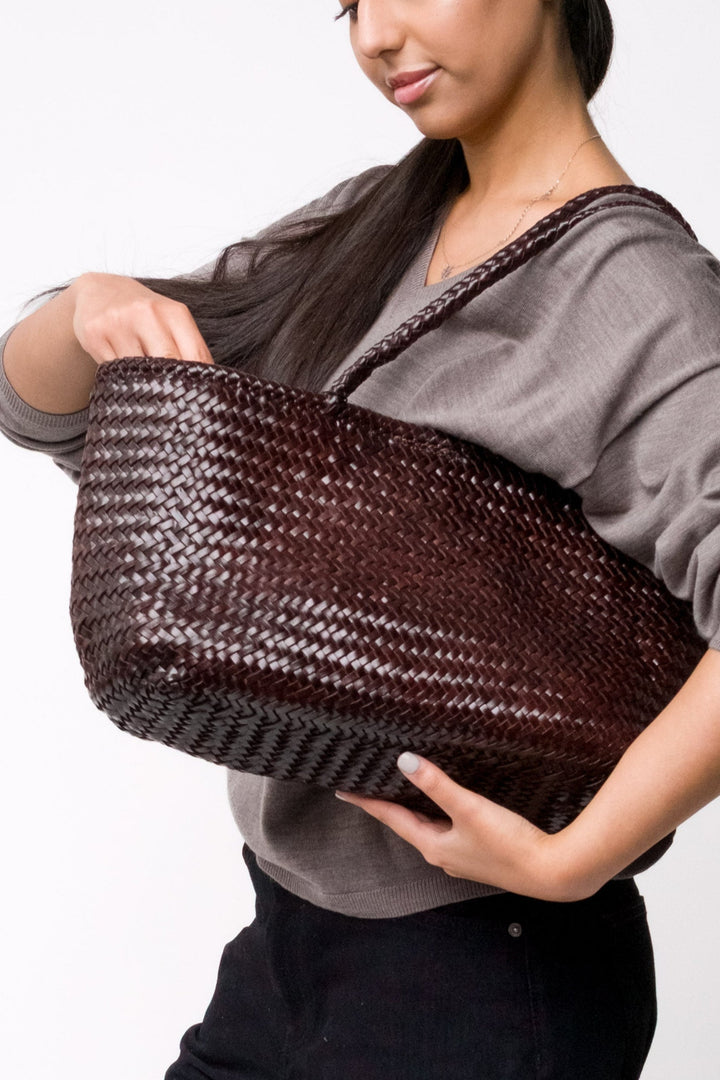 Amora Woven Shoulder Bag- Espresso