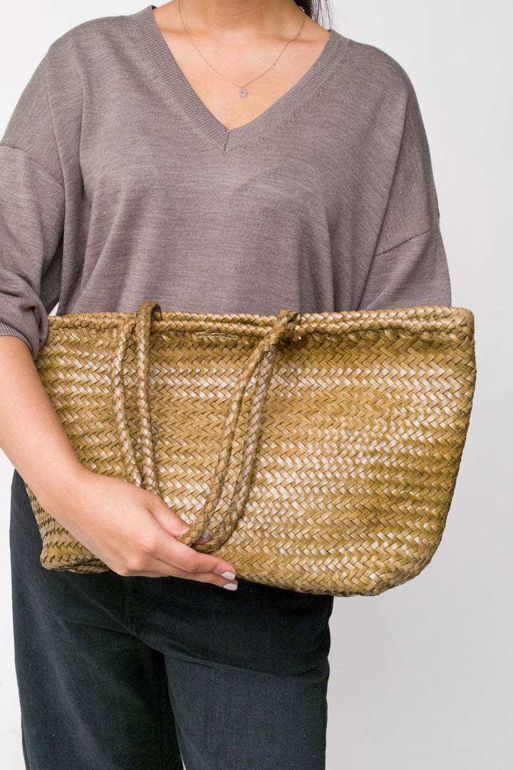 Amora Woven Shoulder Bag Khaki-