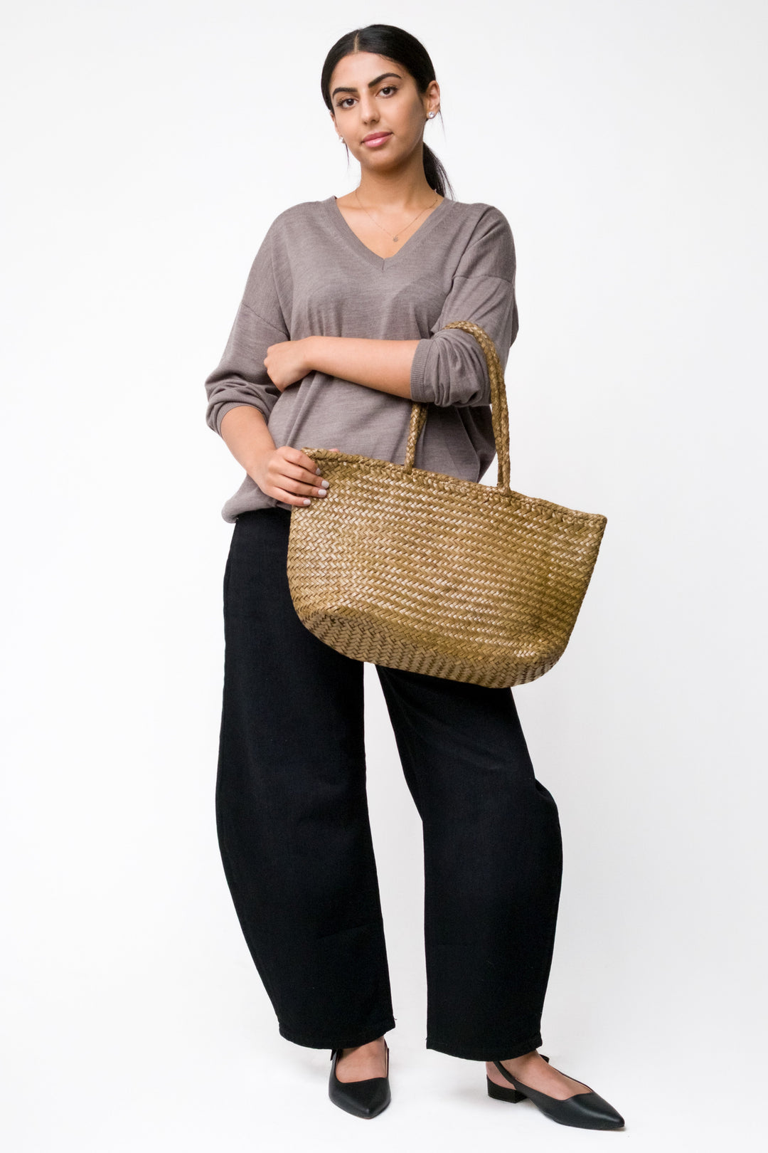 Amora Woven Shoulder Bag Khaki-