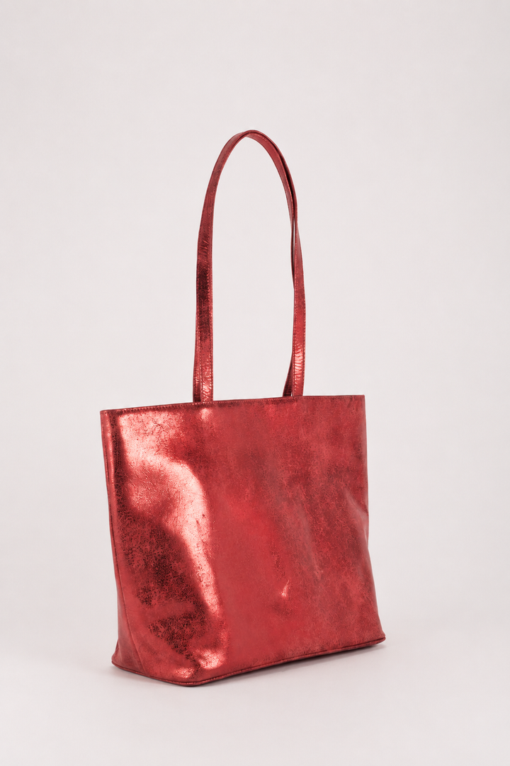 Soft Metallic Leather Tote