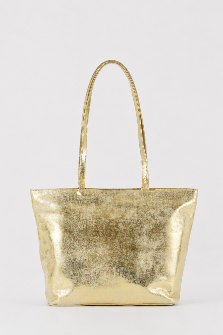 Soft Metallic Leather Tote