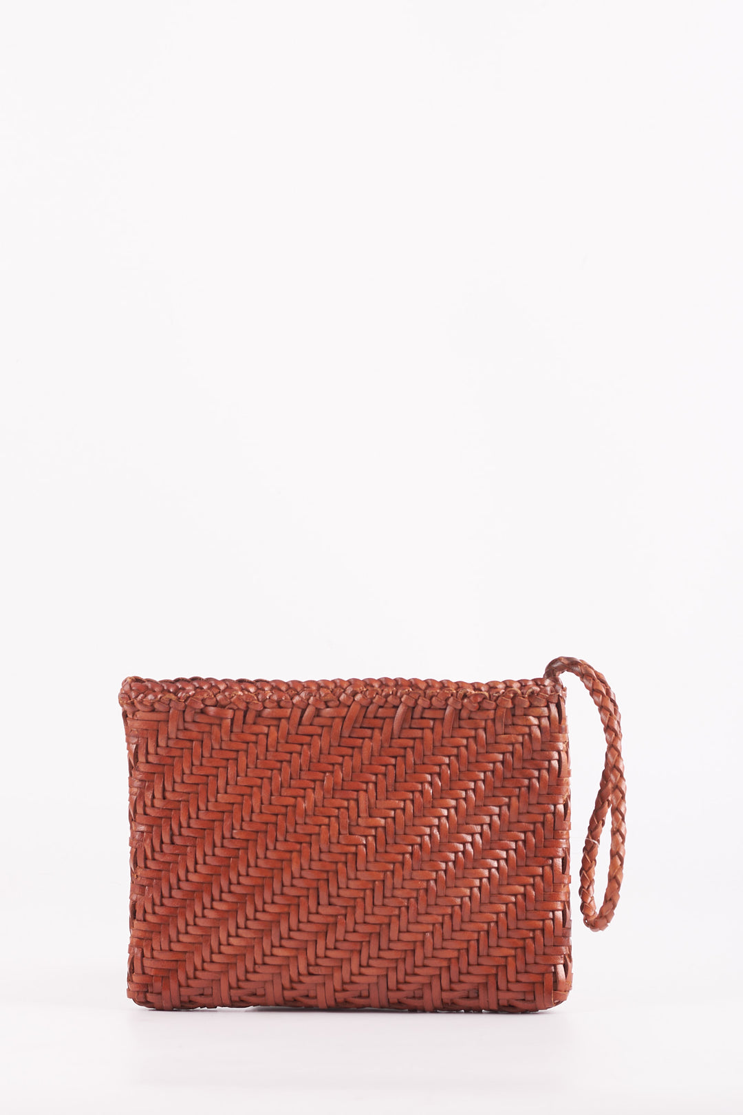 Woven Leather Clutch Bag-Tan