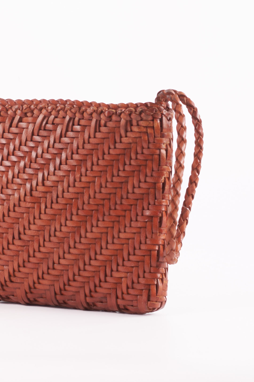 Woven Leather Clutch Bag-Tan