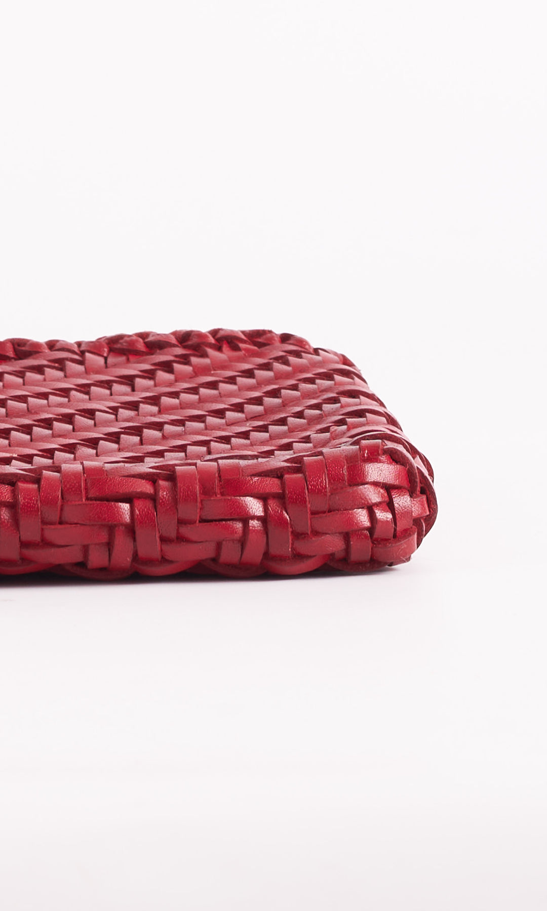 Woven Leather Clutch Bag- Red