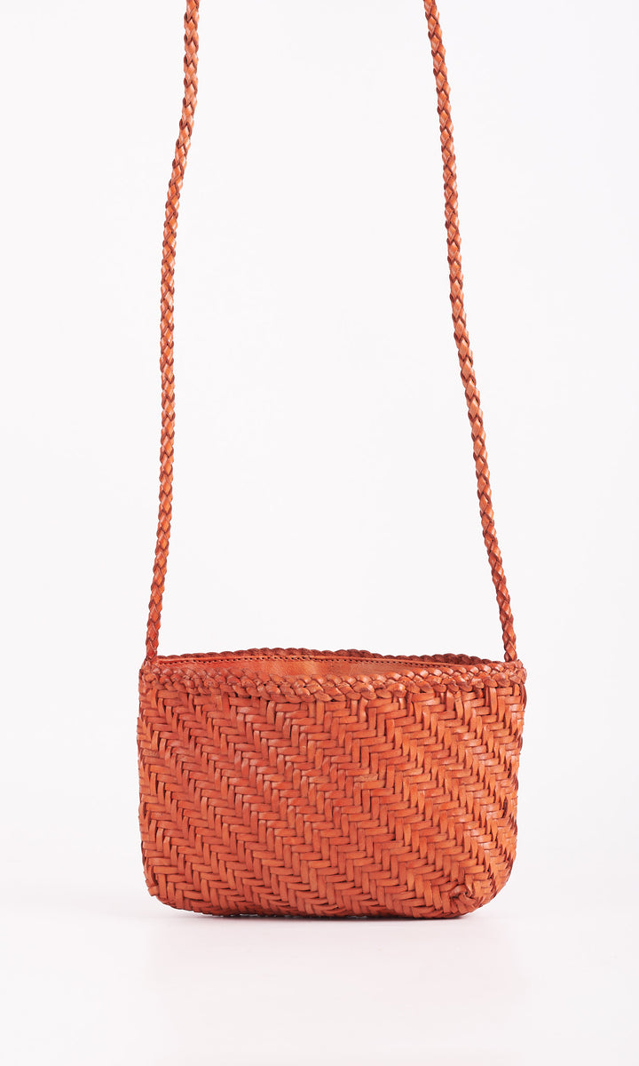 Woven Leather Crossbody Bag-Terracota