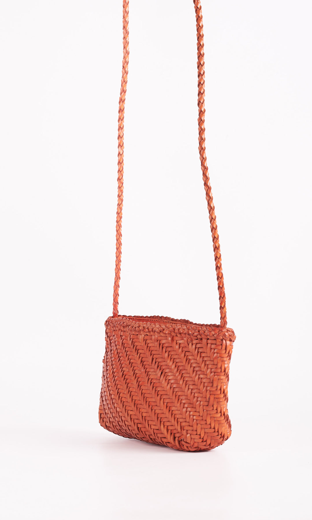 Woven Leather Crossbody Bag-Terracota