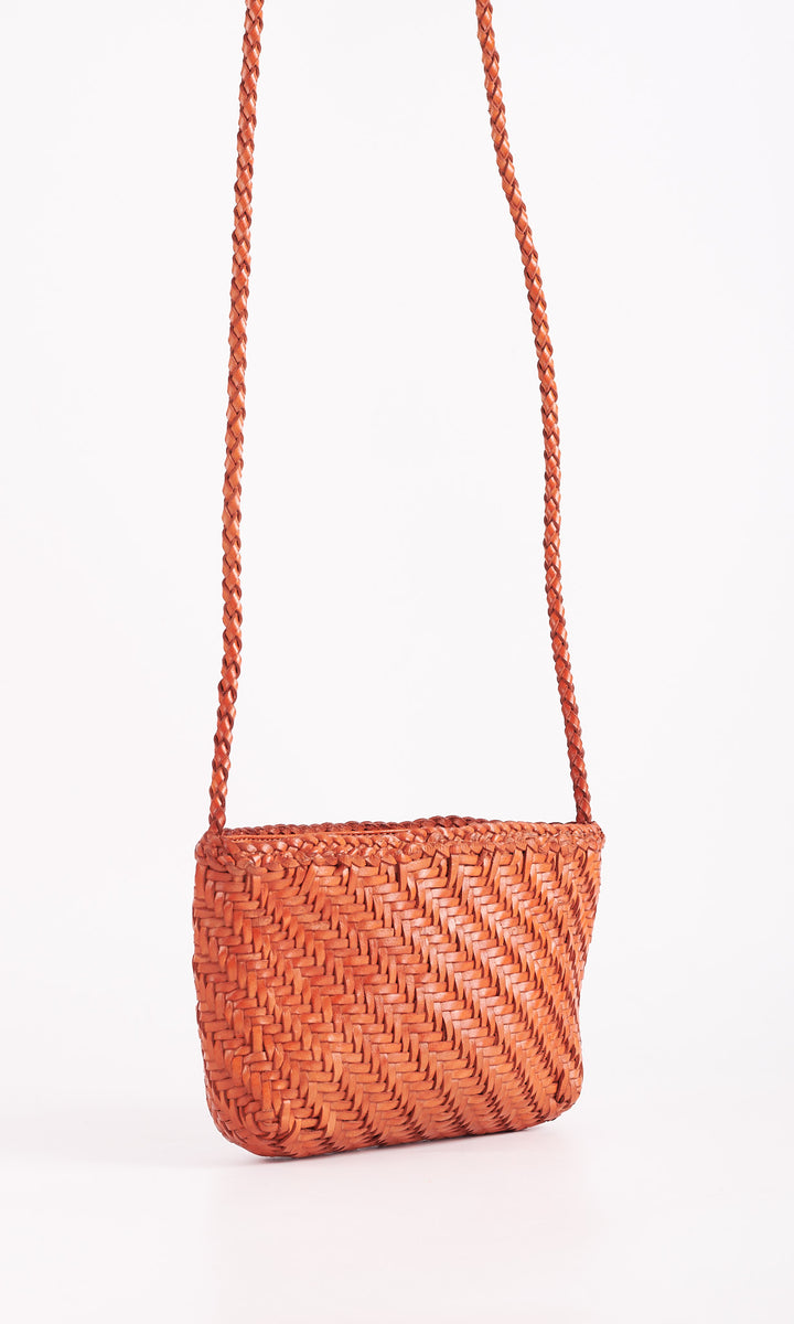 Woven Leather Crossbody Bag-Terracota