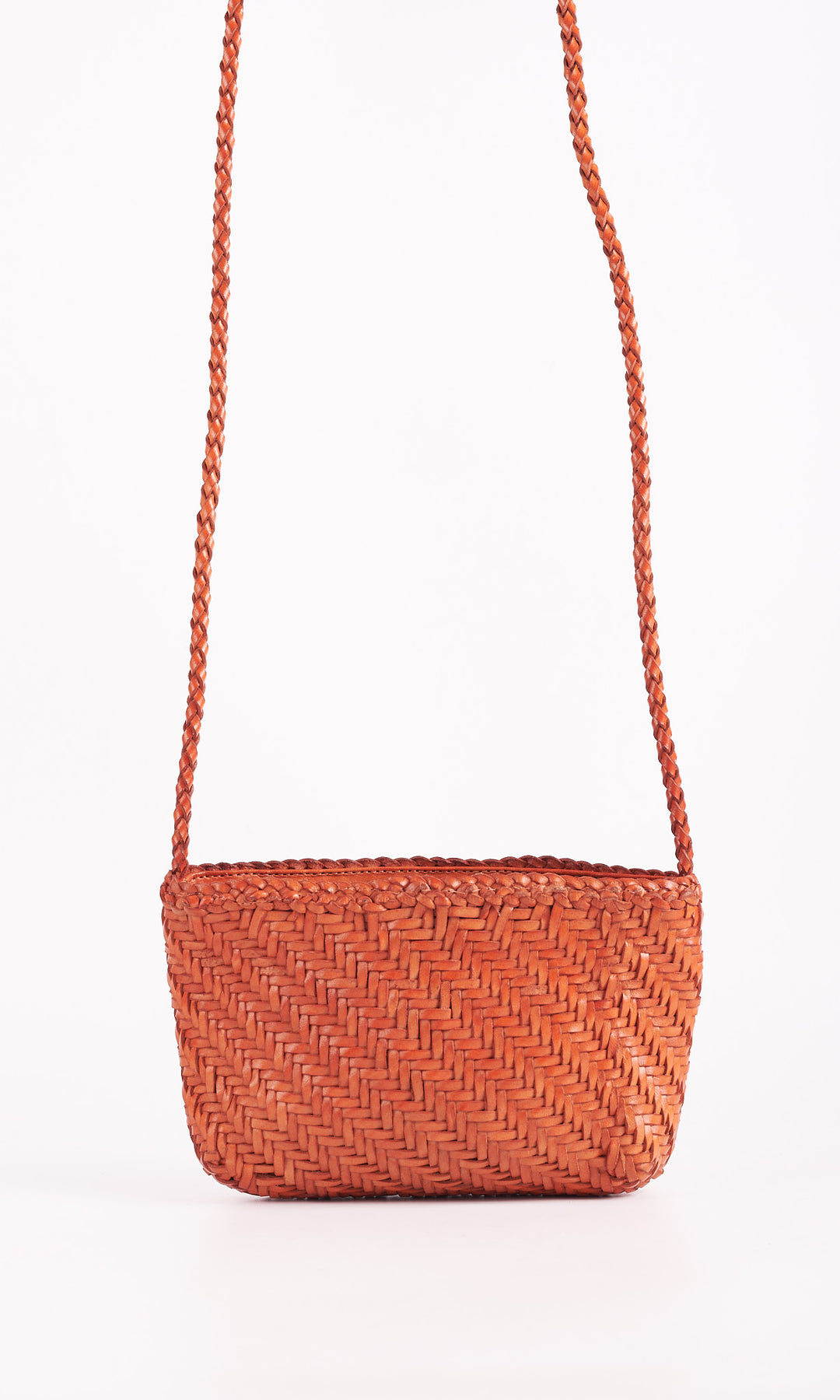 Woven Leather Crossbody Bag-Terracota