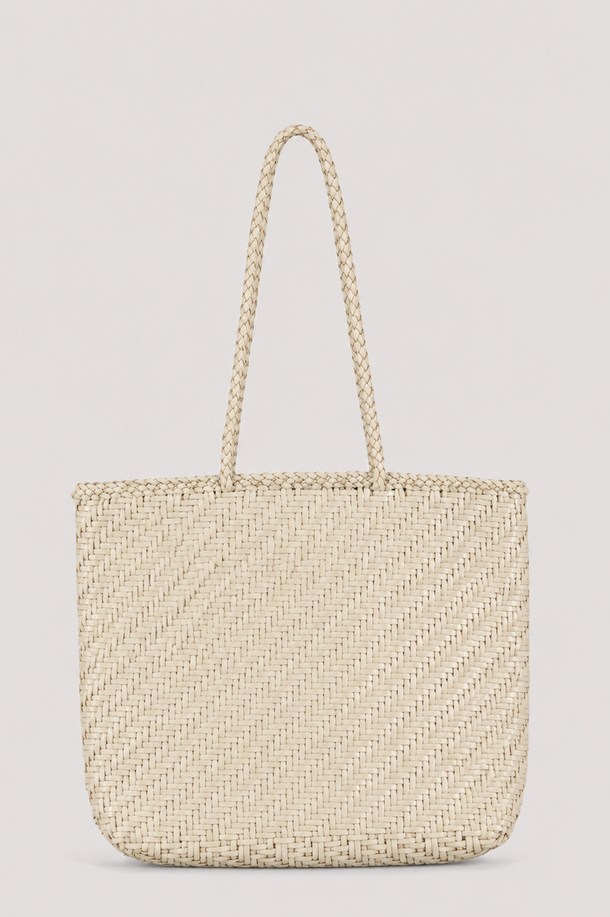 Borsa tote in pelle intrecciata - marrone chiaro
