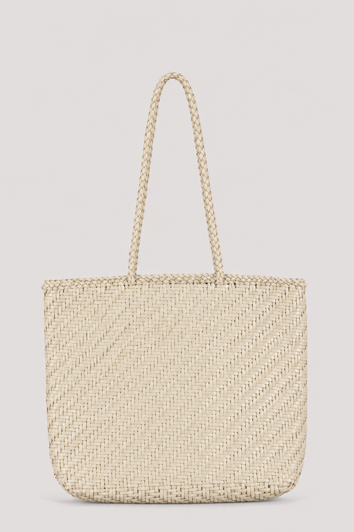 Borsa tote in pelle intrecciata - marrone chiaro