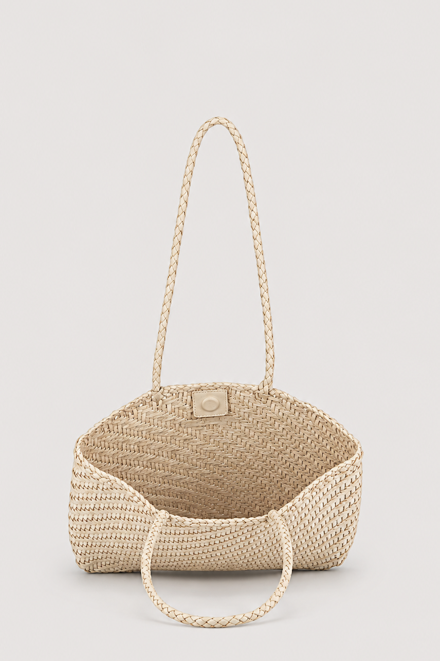 Borsa tote in pelle intrecciata - marrone chiaro