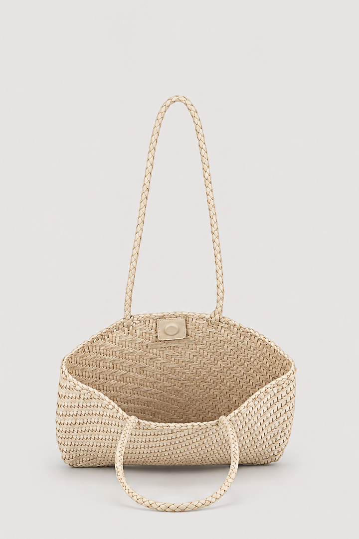 Borsa tote in pelle intrecciata - marrone chiaro