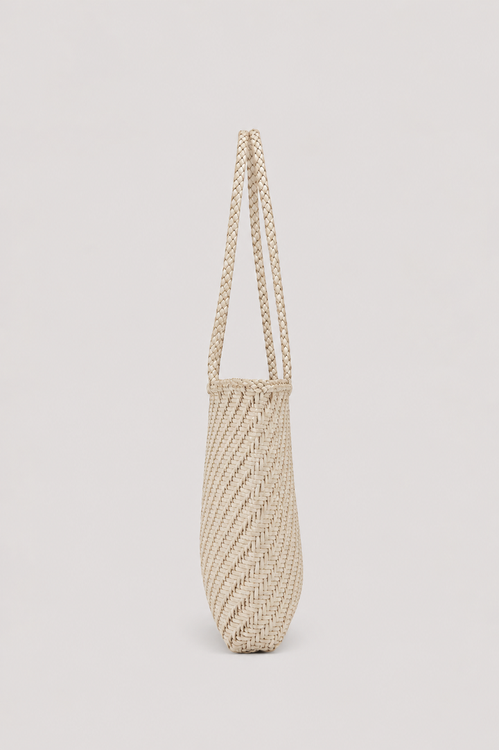 Borsa tote in pelle intrecciata - marrone chiaro