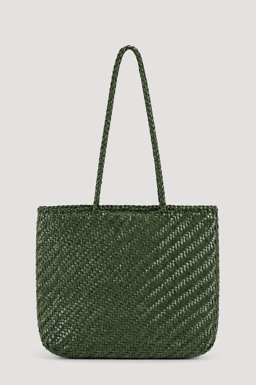Borsa tote in pelle intrecciata - marrone chiaro