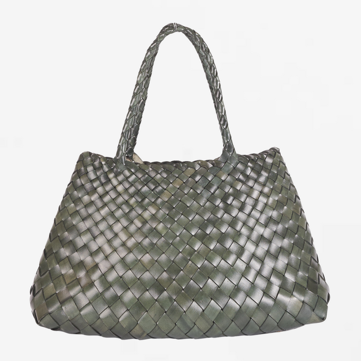 Selina Woven Hand Bag- Slate Green