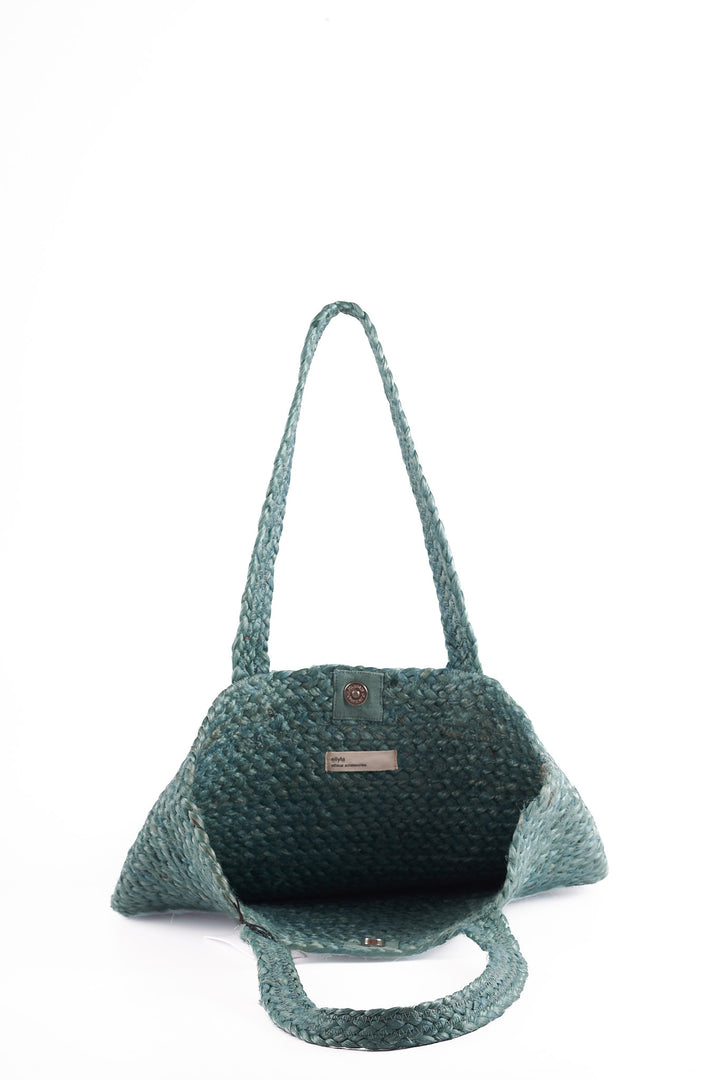 Shyla Soft Jute Tote Bag - Teal