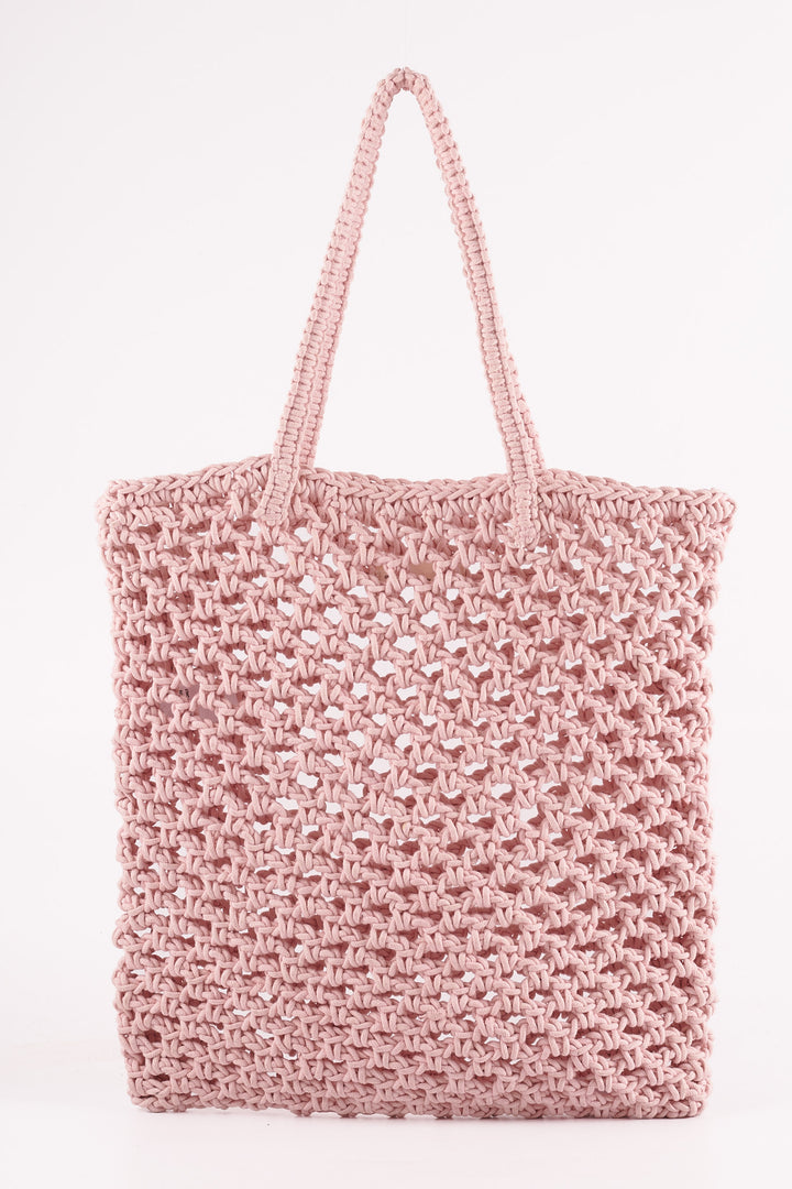 Crochet Cotton Tote Bag -Pink