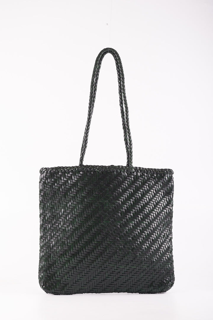 Slim Leather Tote Dark Emerald