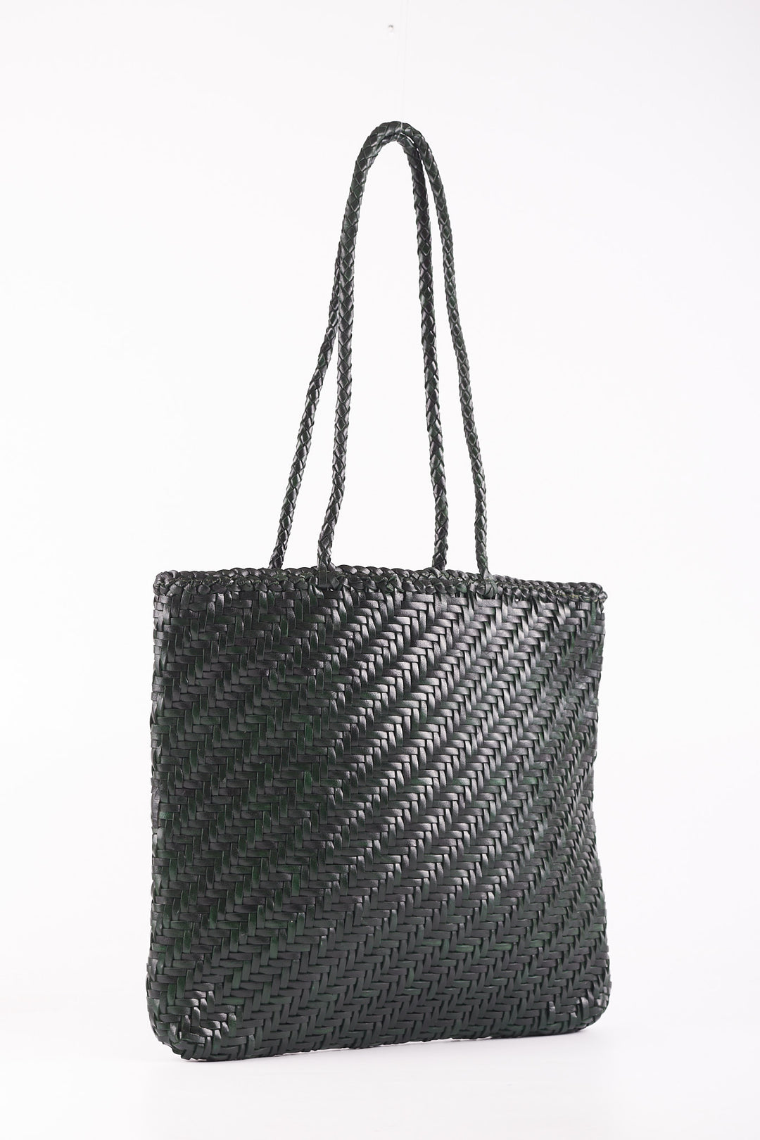 Slim Leather Tote Dark Emerald