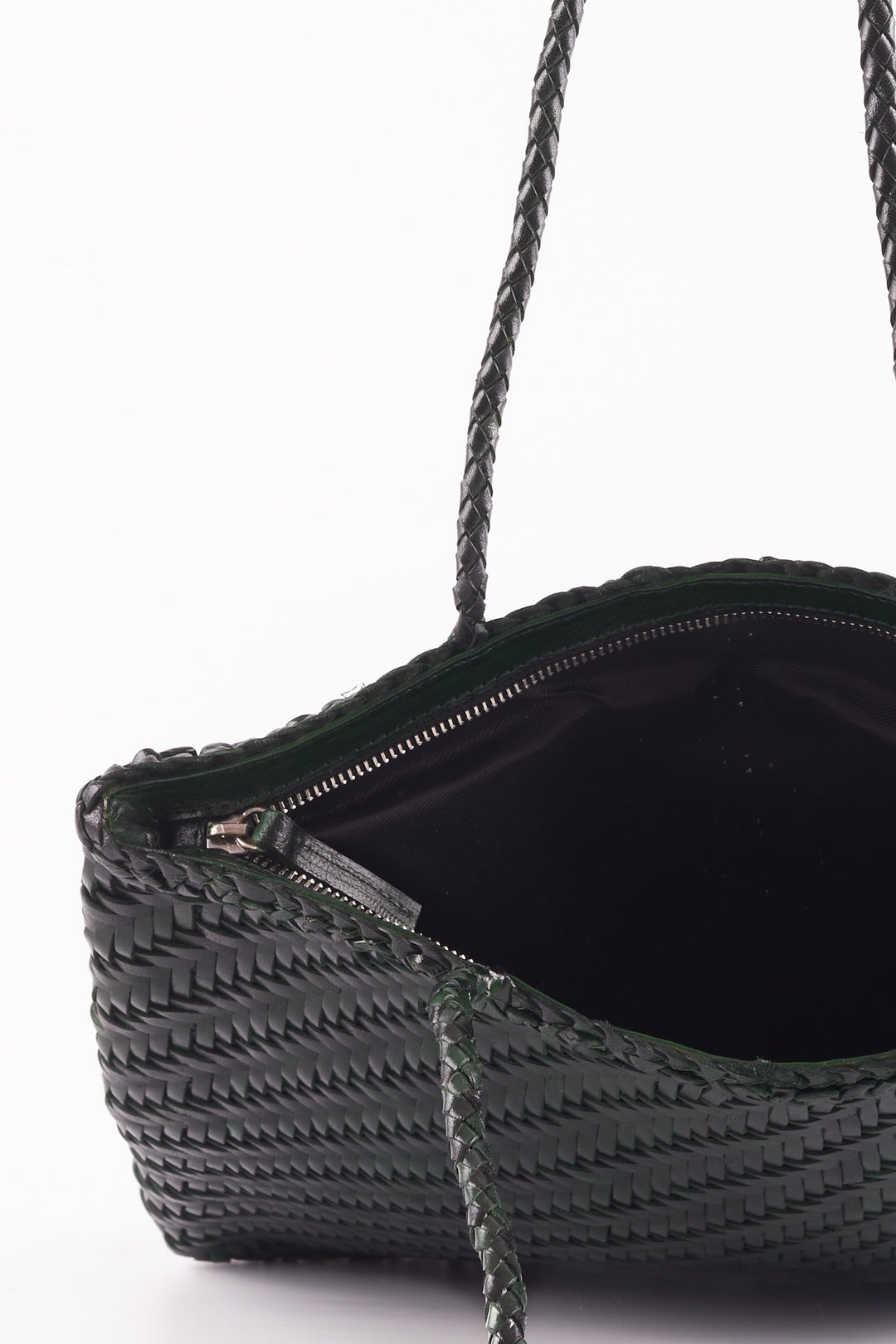 Slim Leather Tote Dark Emerald