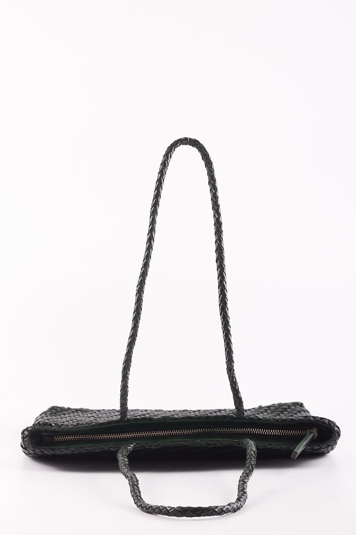 Slim Leather Tote Dark Emerald