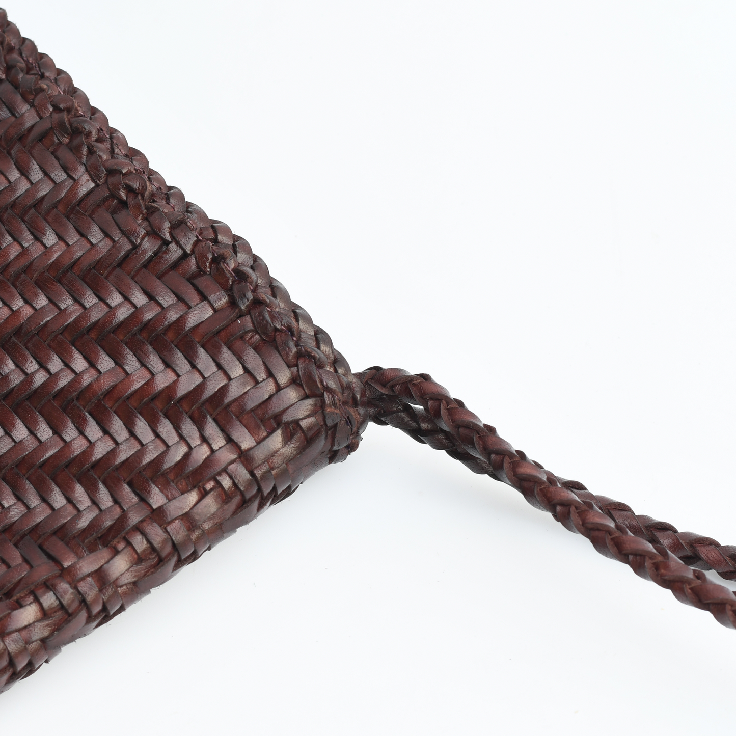 Woven Leather Clutch Bag-Espresso