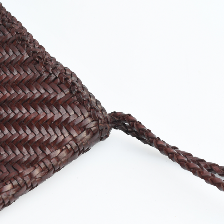 Woven Leather Clutch Bag-Espresso -PRE ORDER