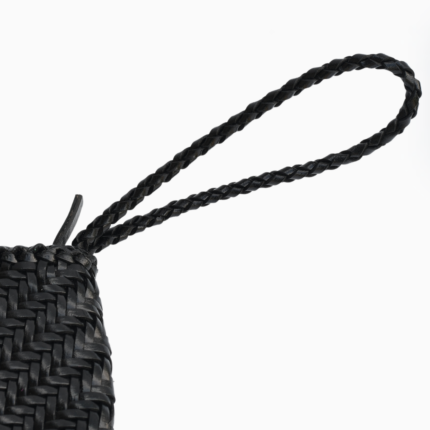 Chrome Free Hand Woven Leather Clutch Bag- Black