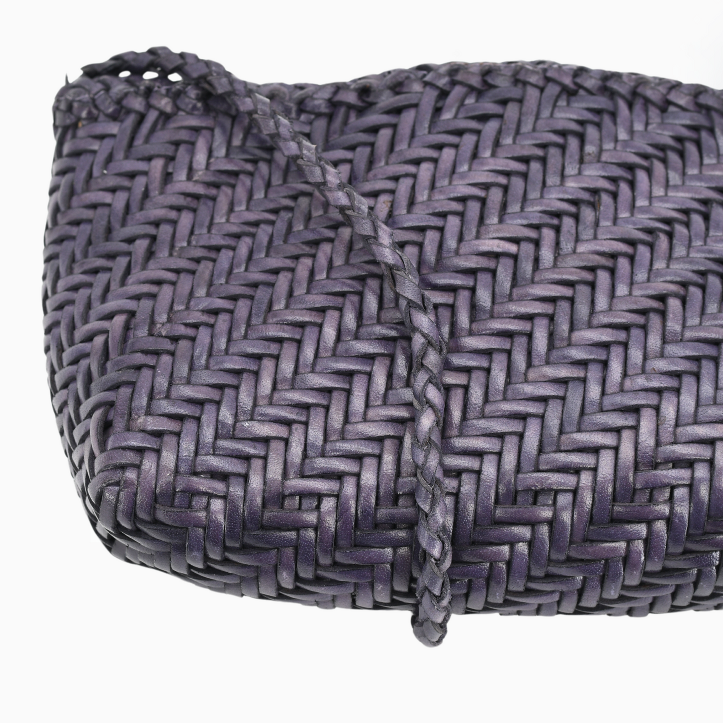 Woven Leather Crossbody Bag- Purple