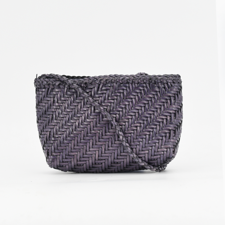 Woven Leather Crossbody Bag- Purple