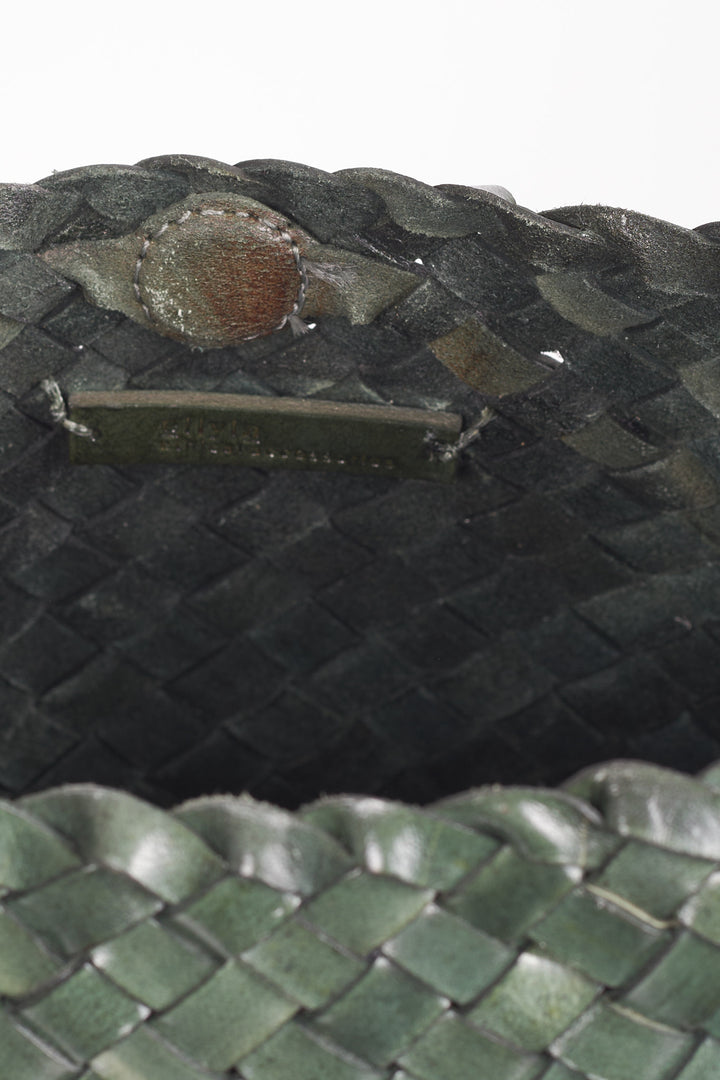 Selina Woven Hand Bag- Slate Green
