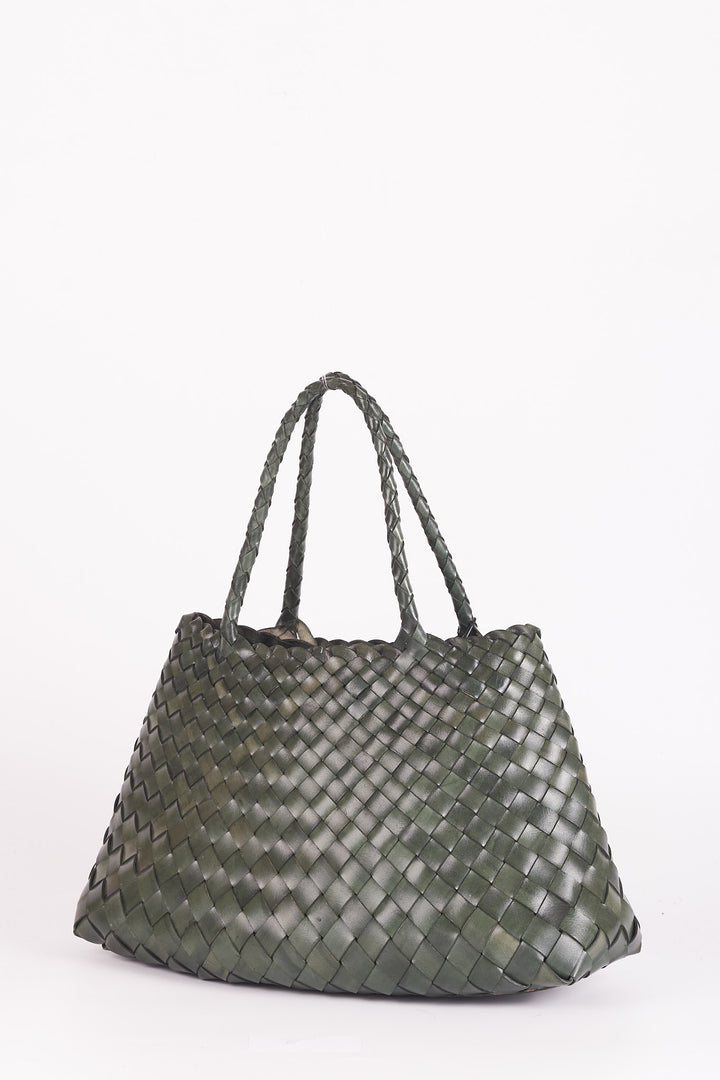 Selina Woven Hand Bag- Slate Green
