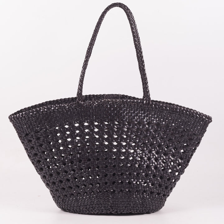 Woven Leather Basket Bag