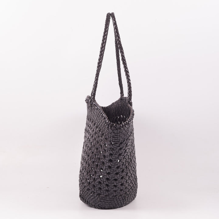 Woven Leather Basket Bag