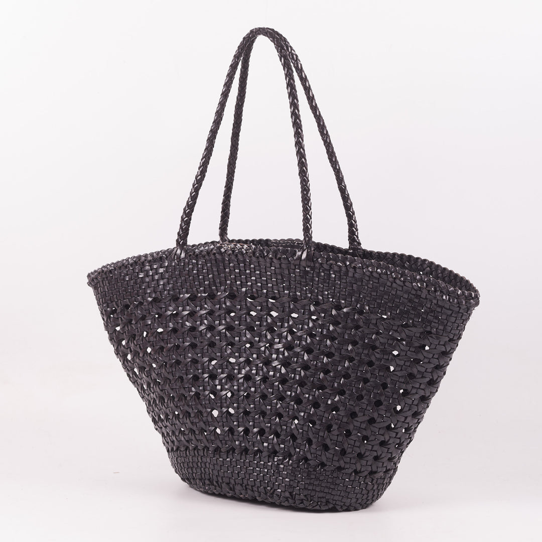 Woven Leather Basket Bag