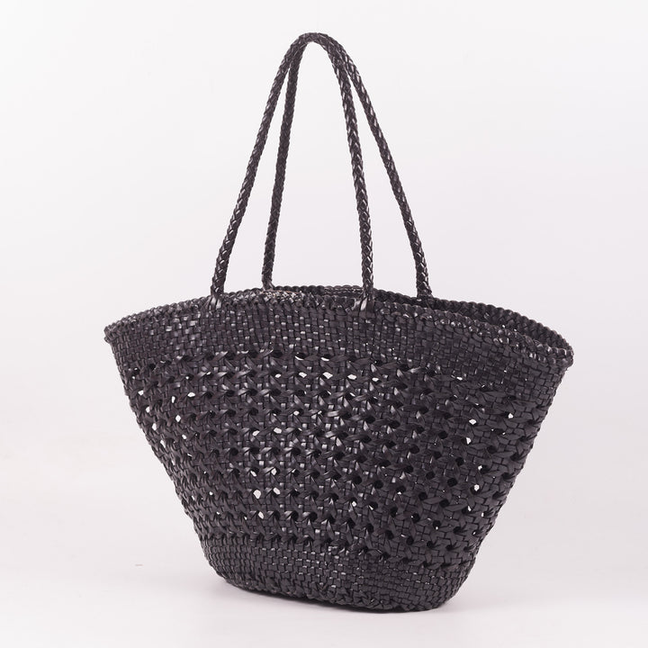 Woven Leather Basket Bag
