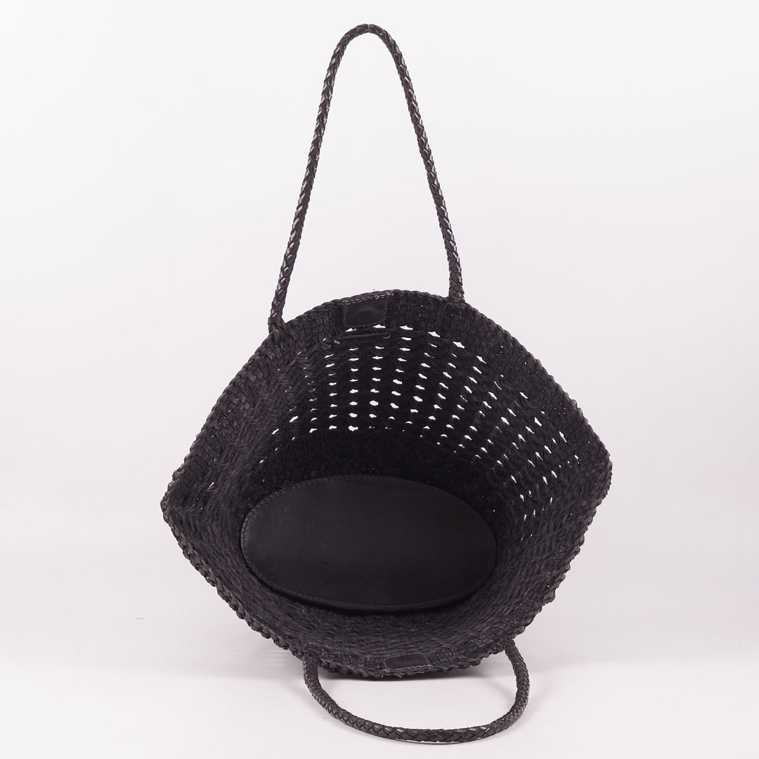 Woven Leather Basket Bag