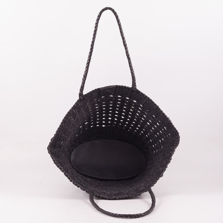 Woven Leather Basket Bag