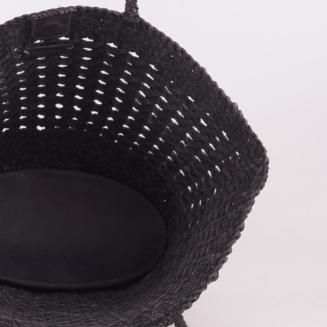 Woven Leather Basket Bag